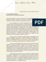 28/Noviembre/2018 Respuesta Lic. Cano Vélez a medios de comunicación 