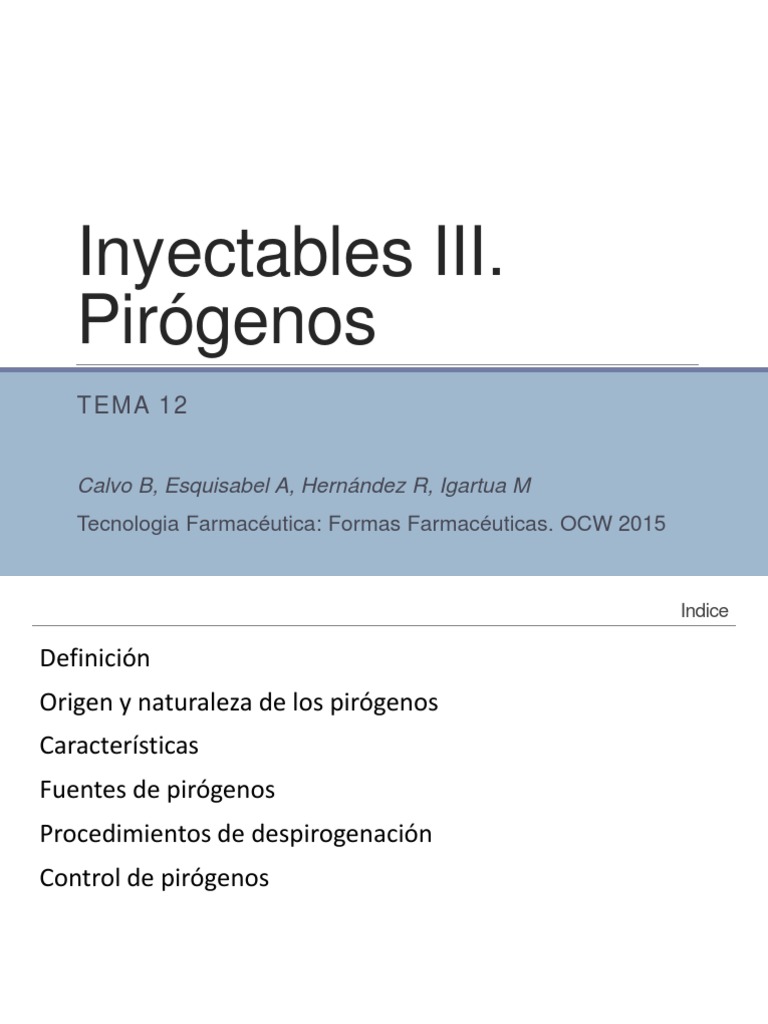 Control y Despirogenación de Inyectables | PDF