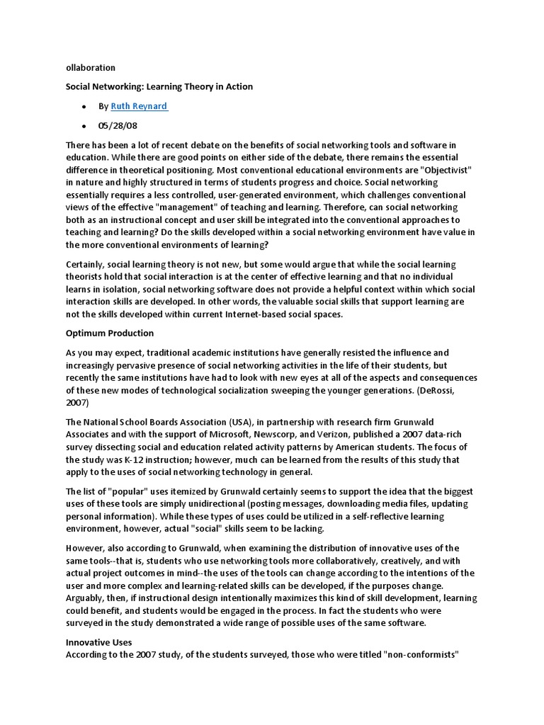 Learning Theory in Action | PDF | Collaboration | Creativity