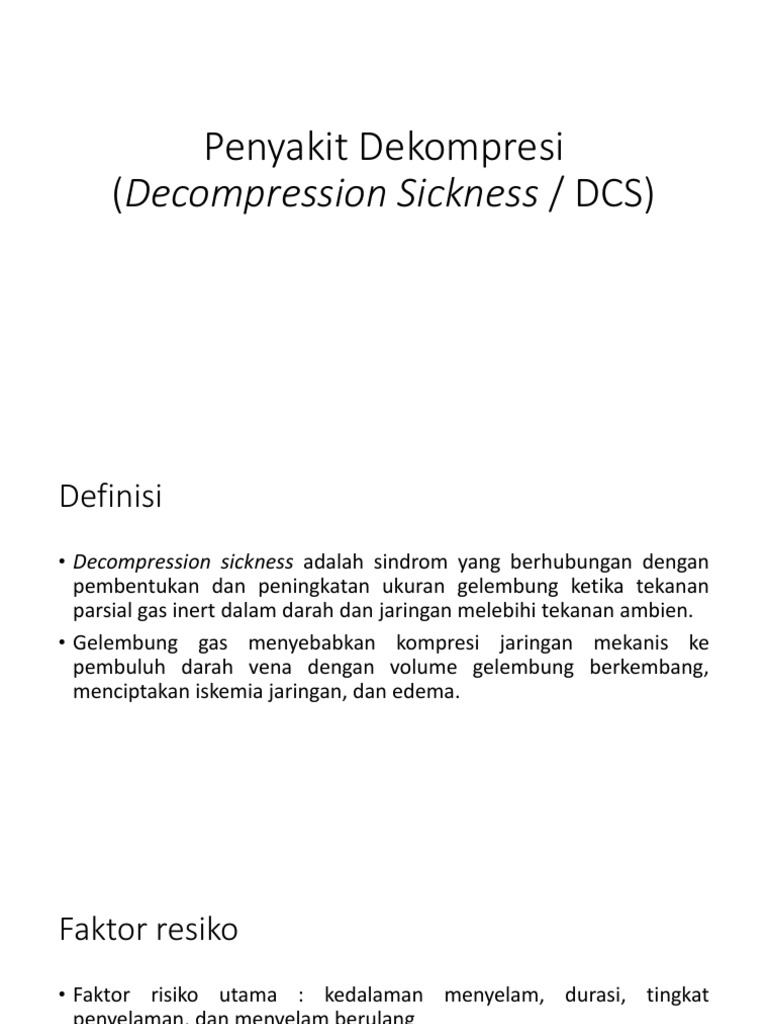 Penyakit Dekompresi Decompression Sickness Pdf