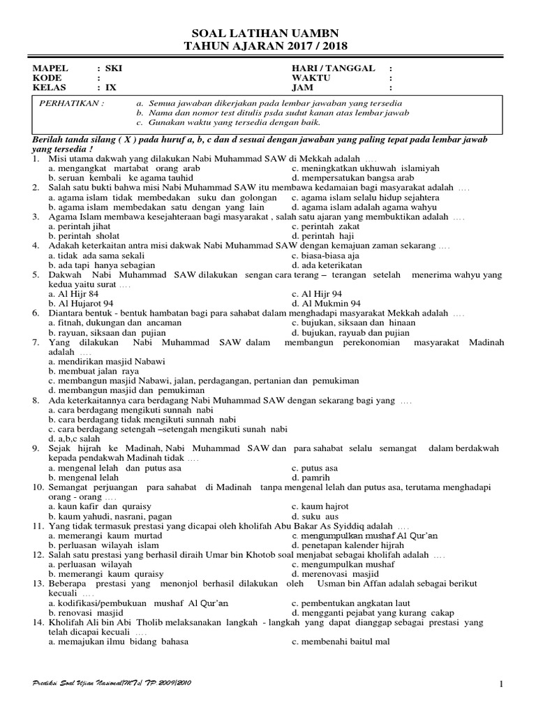 Soal Uambn Ski Guru Paud