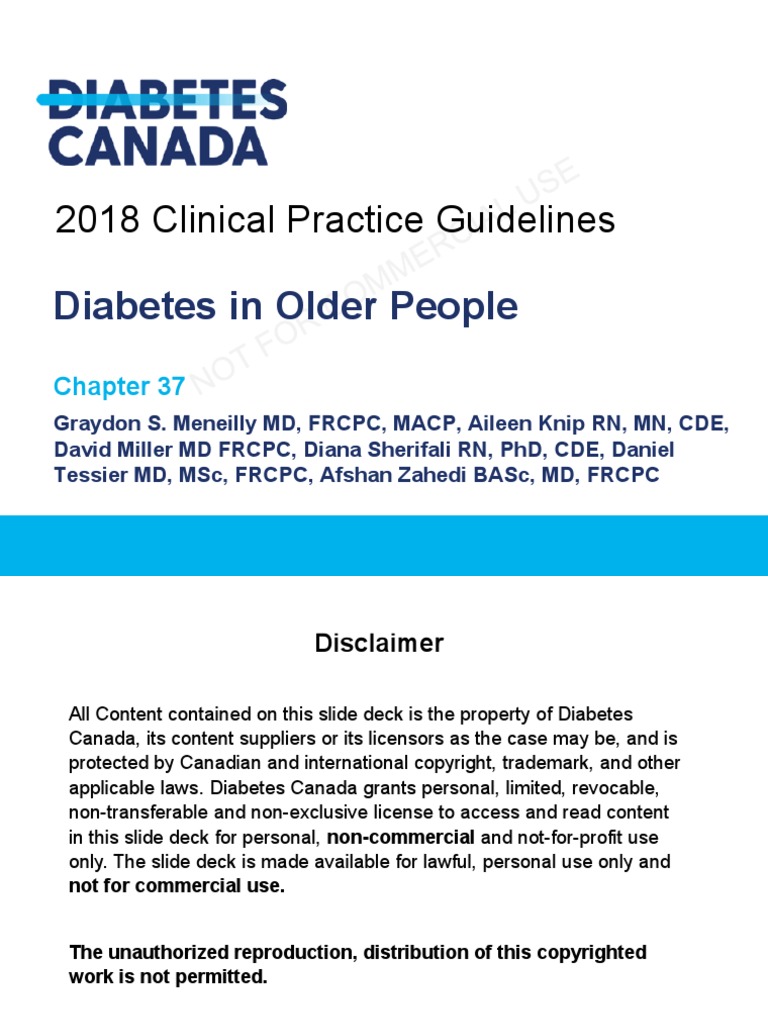 2018 Clinical Practice Guidelines: Diabetes in Older People | PDF ...