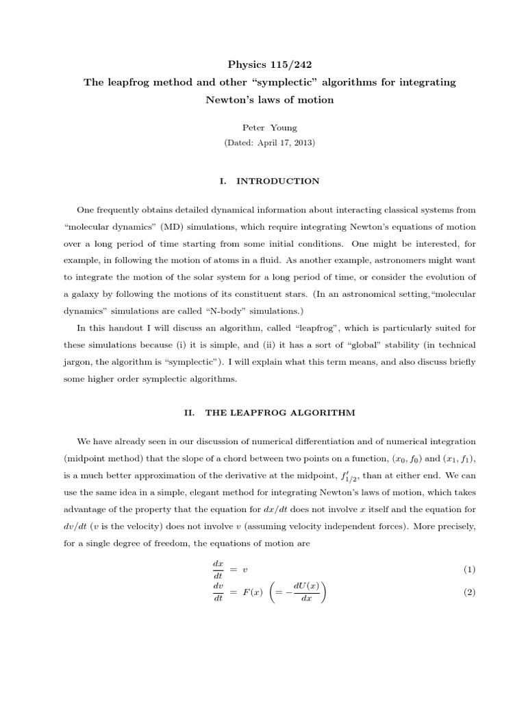 Leapfrog PDF | PDF | Determinant | Momentum