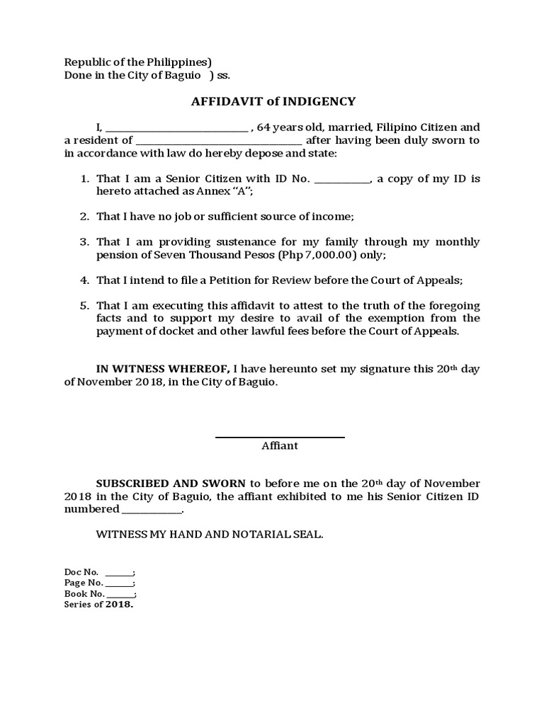 Affidavit of Indigency | PDF