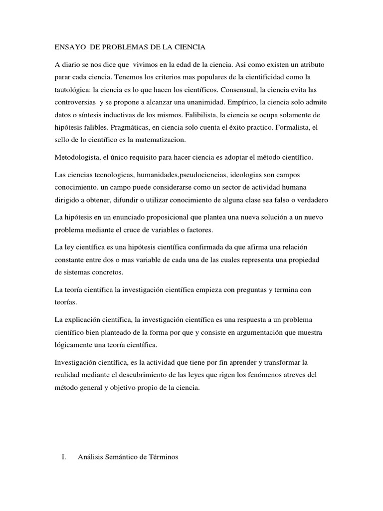 Ensayo de Problemas de La Ciencia | PDF | Método científico | Science