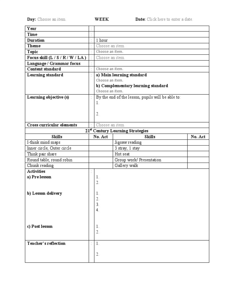 Year 1 RPH Template PDF | PDF | Art