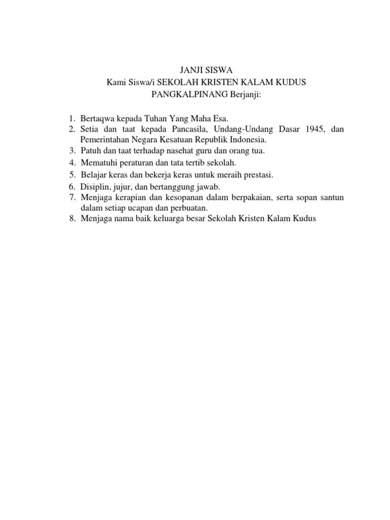 Janji Siswa Pdf