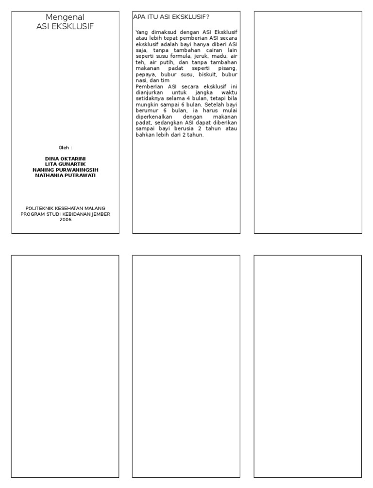 Leaflet Mengenal ASI Eksklusif | PDF