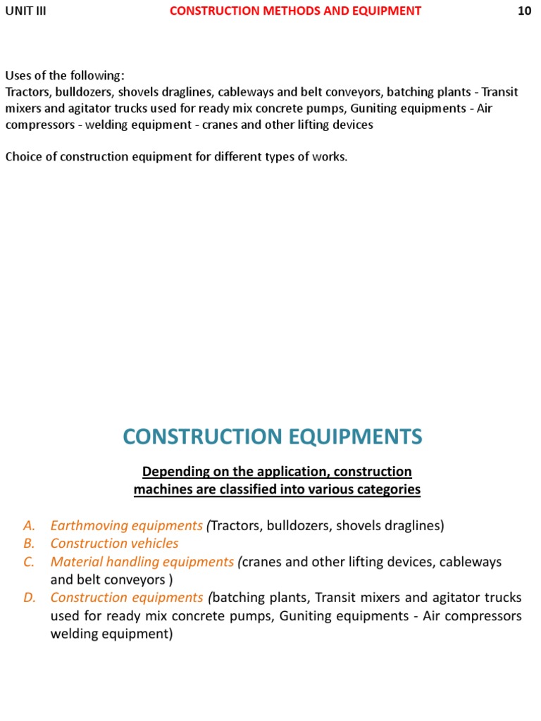 Construction Equipment Overview | PDF | Heavy Equipment | Concrete