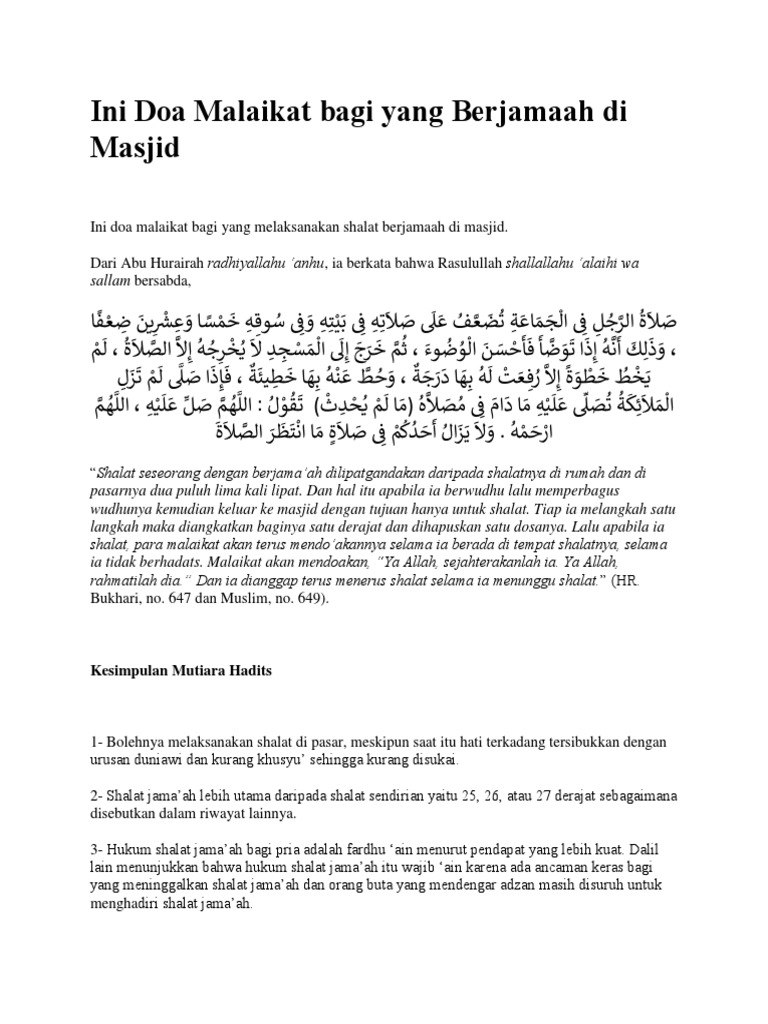 Hadits Shalat Berjamaah 27 Derajat Nusagates