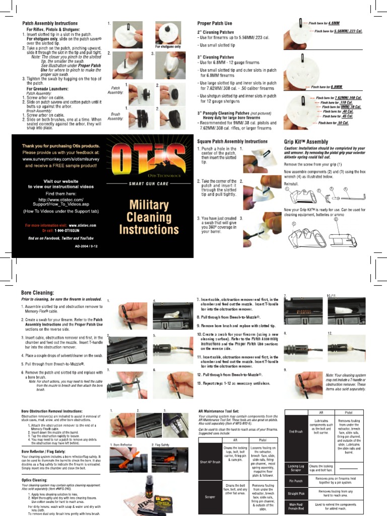 Otis Military Cleaning Instructions PDF