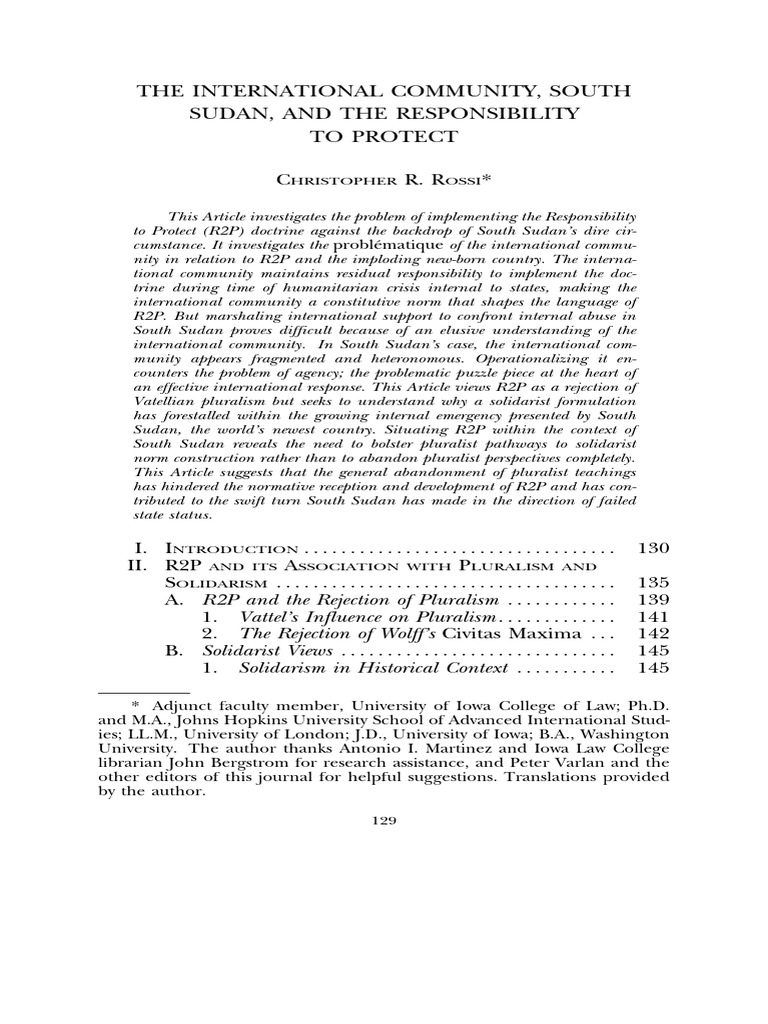 R2P Challenges in South Sudan's Crisis | PDF | Responsibility To ...