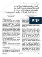 A Study to Assess the Knowledge Regarding Needle Stick Injuries among Staff Nurses in Selected Hospitals at Bangalore with a View to Develop an Information Booklet on Prevention of Needle Stick Injuries