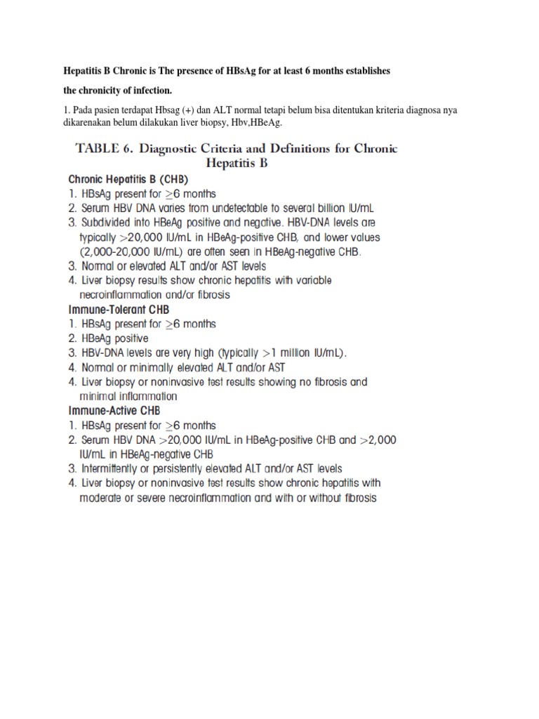 Chronic Hepatitis B Diagnosis Overview | PDF