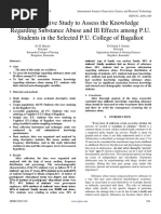 A Descriptive Study To Assess The Knowledge Regarding Substance Abuse and Ill Effects Among P.U. Students in The Selected P.U. College of Bagalkot