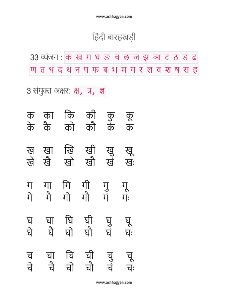Barakhadi Chart Hindi English Pdf Download 