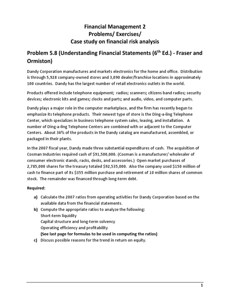 Dandy Corp Financial Risk Analysis | PDF | Revenue | Equity (Finance)