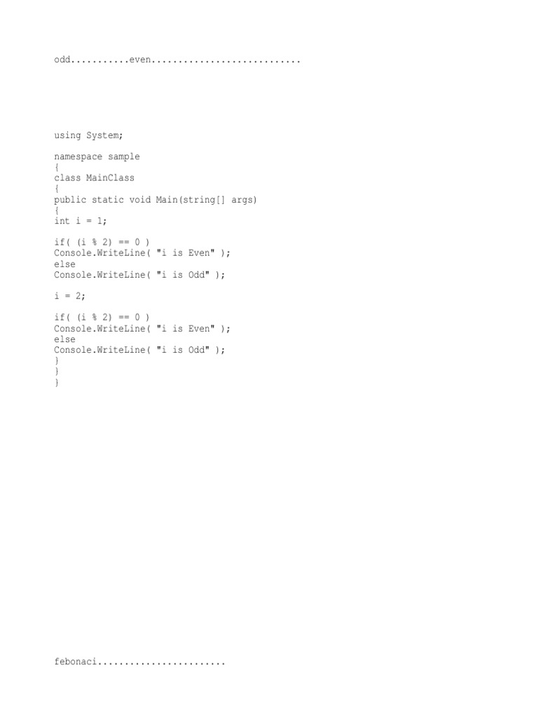 C Sharp Basic Program | PDF | C Sharp (Programming Language) | Software ...