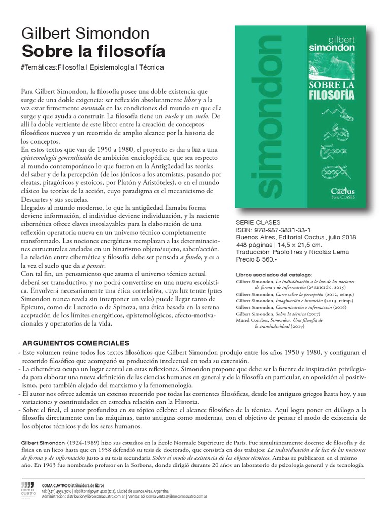 Filosofía y Técnica en Simondon | PDF | Existencia | Filosofía