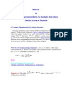 For Integral Representations For Analytic Functions Cauchy Integral Formula