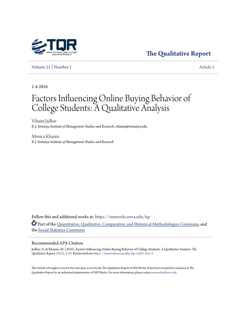 Factors Influencing Online Buying Behavior of College Students - A ...