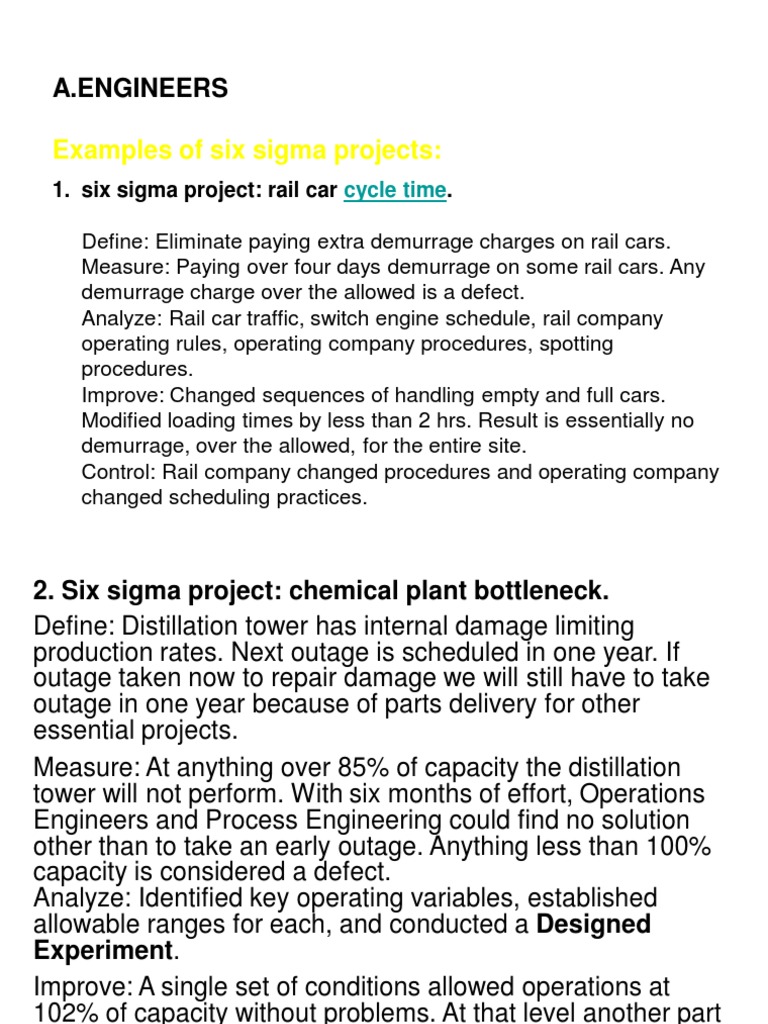 Six Sigma Project Examples and Insights | PDF | Six Sigma | Employee  Retention