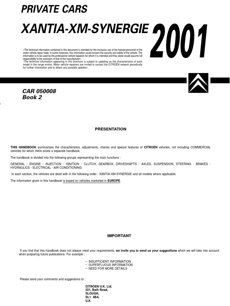Xantia XM Evasion 2001 | PDF | Motor Oil | Diesel Engine