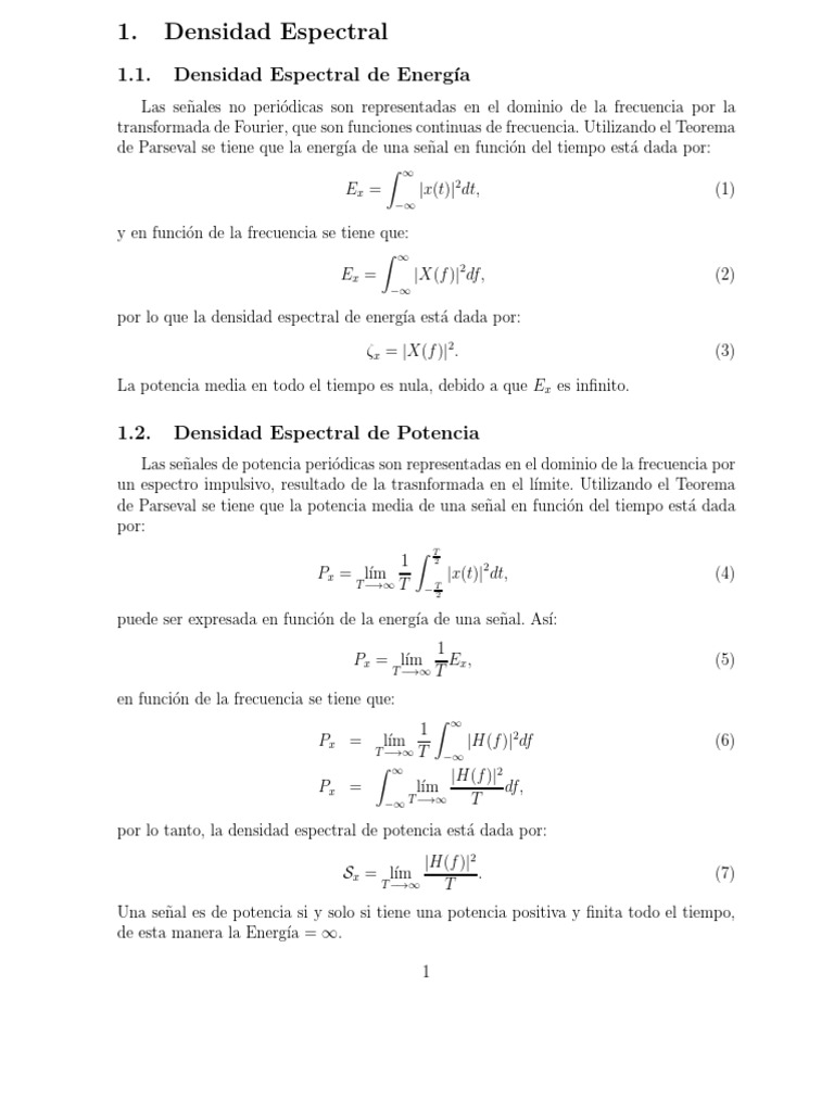 Densidad Espectral de Potencia y Energía | PDF | Densidad espectral ...
