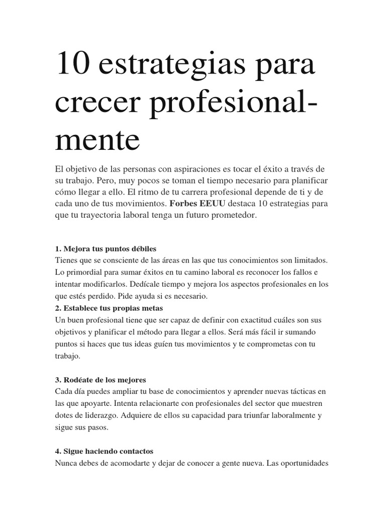 10 Estrategias para Crecer Profesional | PDF | Mente | Aprendizaje