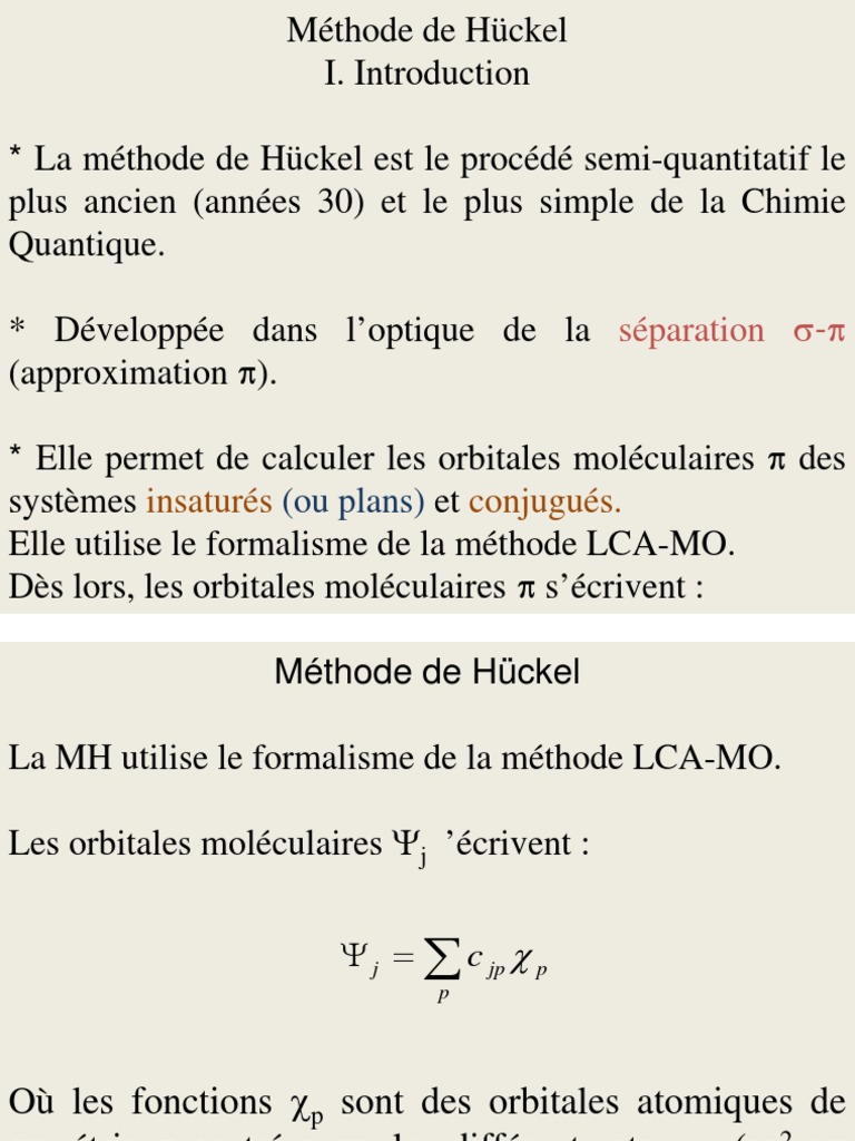 Méthode de Hückel en Chimie Quantique | PDF | Orbitale moléculaire ...