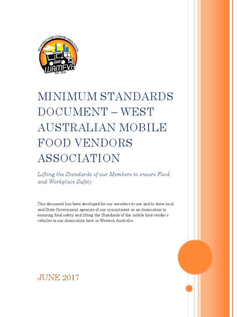 Minimum Standards Document West Australian Mobile Food Vendors