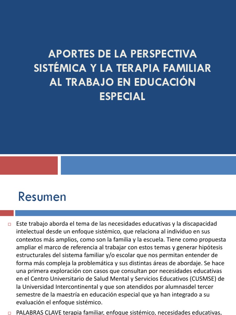 Aportes de La Perspectiva Sistémica y La Terapia Invalidez Adultos