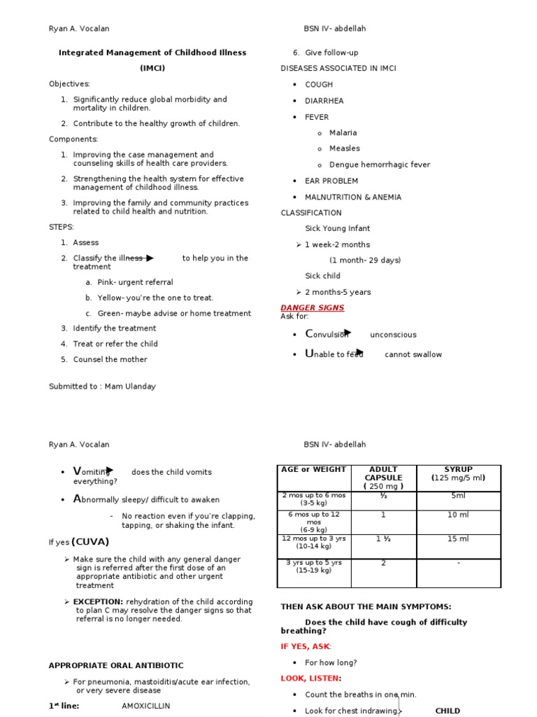 IMCI Protocol and CUVA Guidelines | PDF | Pneumonia | Cough