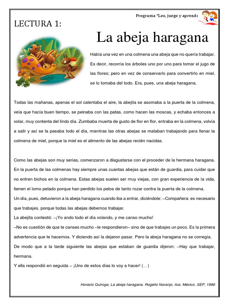 Ficha 1 - La Abeja Haragana | Abejas | Colmena