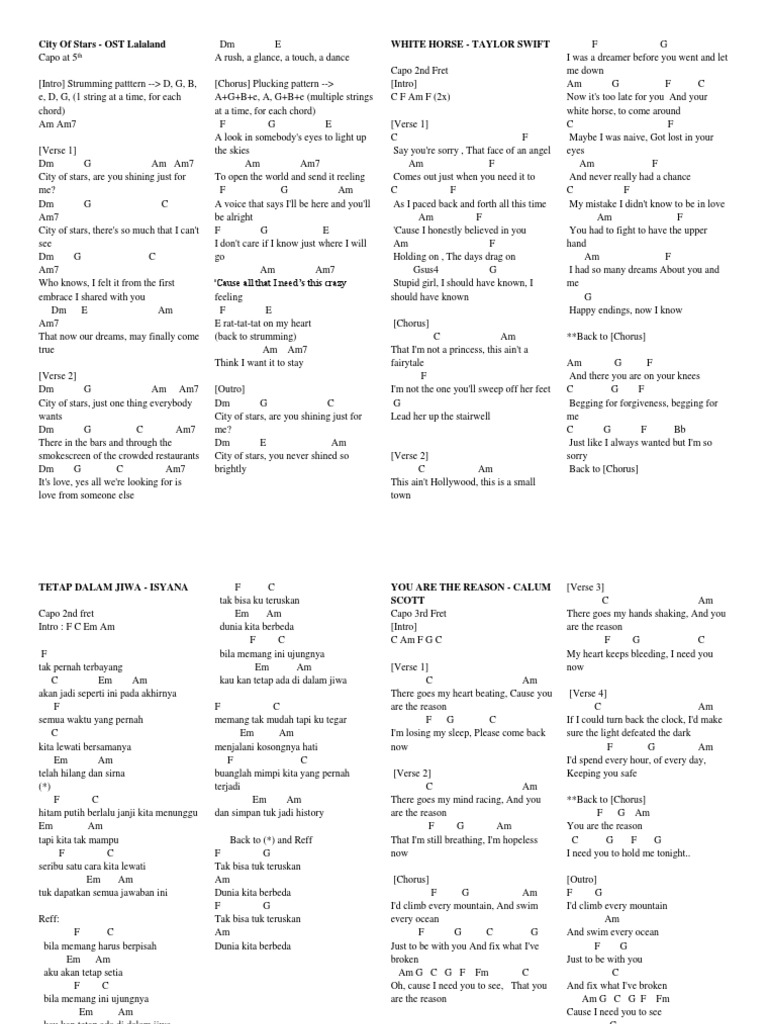 City of Stars Chords and Lyrics | PDF | Song Structure | Song Forms