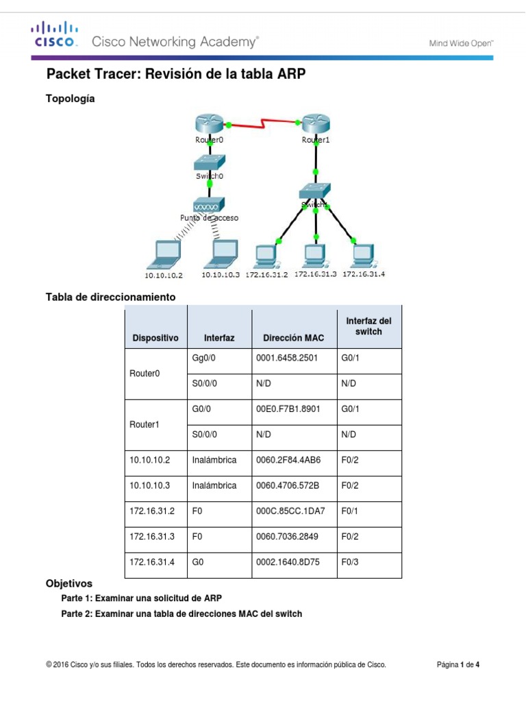 5.3.2.8 Packet Tracer - Examine The ARP Table | PDF | Estándares de ...