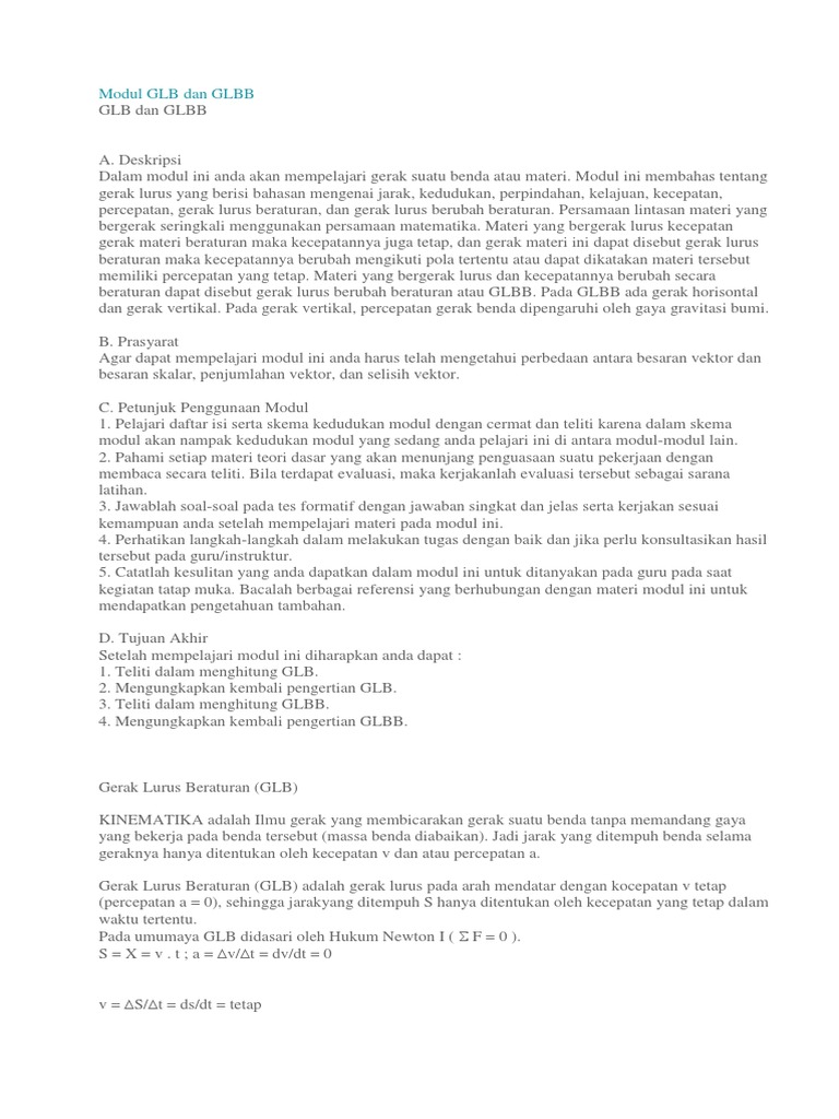 Modul GLB Dan GLBB | PDF