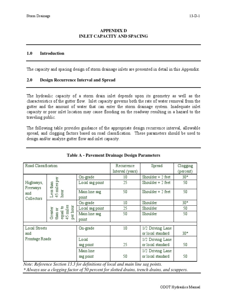Storm Drainage Inlet Design Guidelines | PDF | Storm Drain | Drainage Basin
