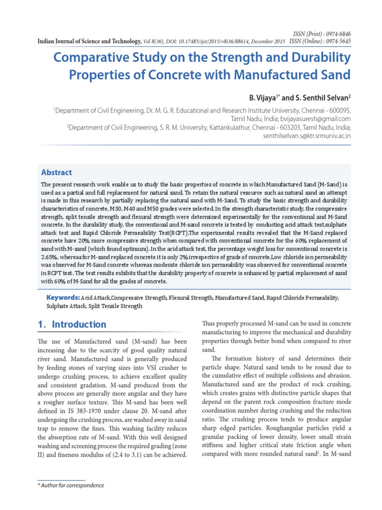Comparative Study On The Strength and Durability Properties of Concrete ...