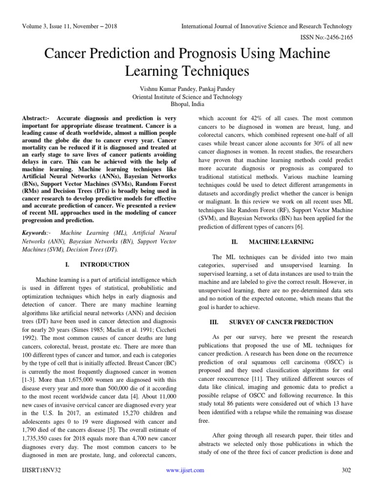Machine Learning in Cancer Prediction | PDF | Machine Learning | Prediction