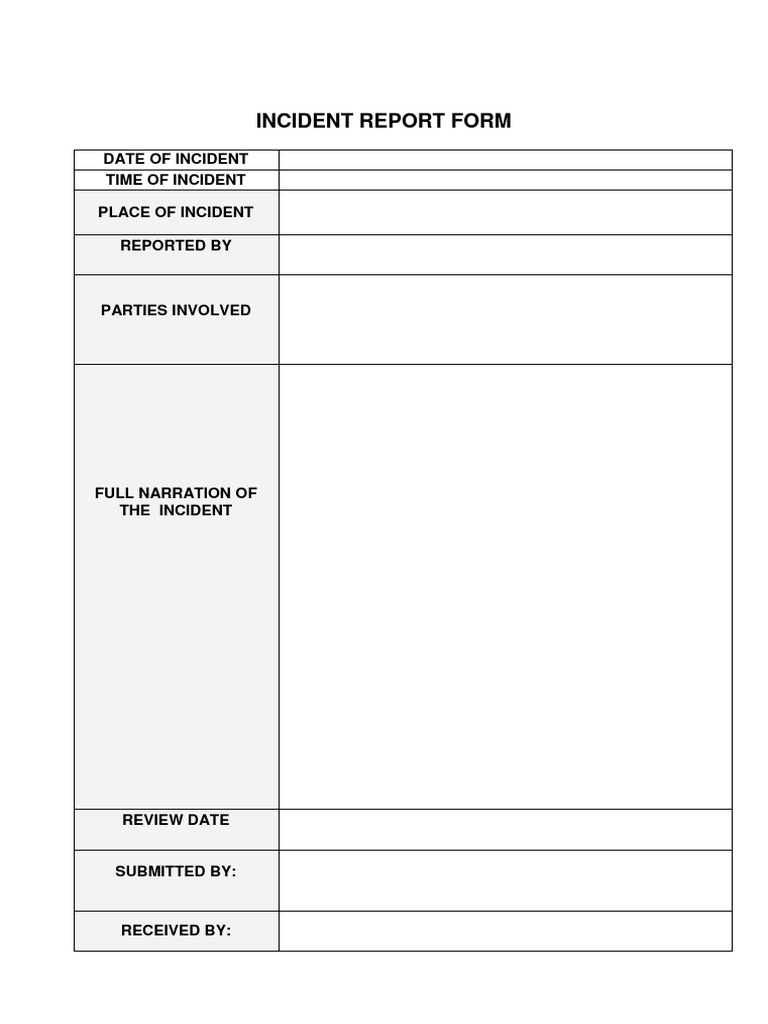 Incident Report Form Template | PDF | Law