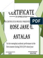 Certificate: Rose Jane G. Antalan