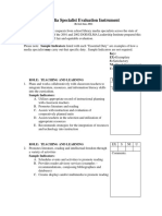 Media Specialist Evaluation Instrument: Key: EX Exemplary S Satisfactory NI Needs Improvement U Unsatisfactory