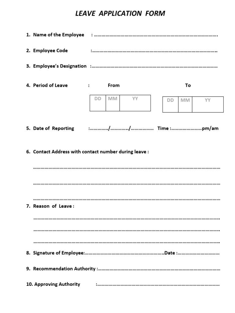 Government Employee Leave Form | PDF
