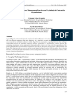 Effect of Human Resource Management Practices On Psychological Contract in Organizations