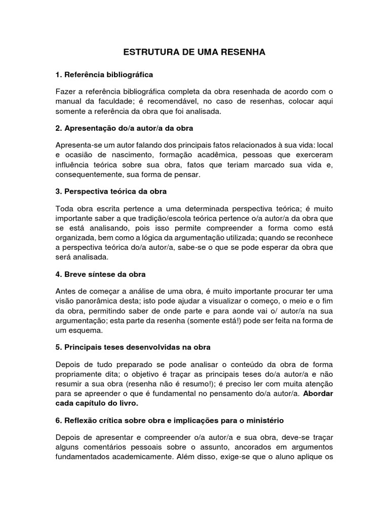 Estrutura de uma Resenha Crítica | PDF
