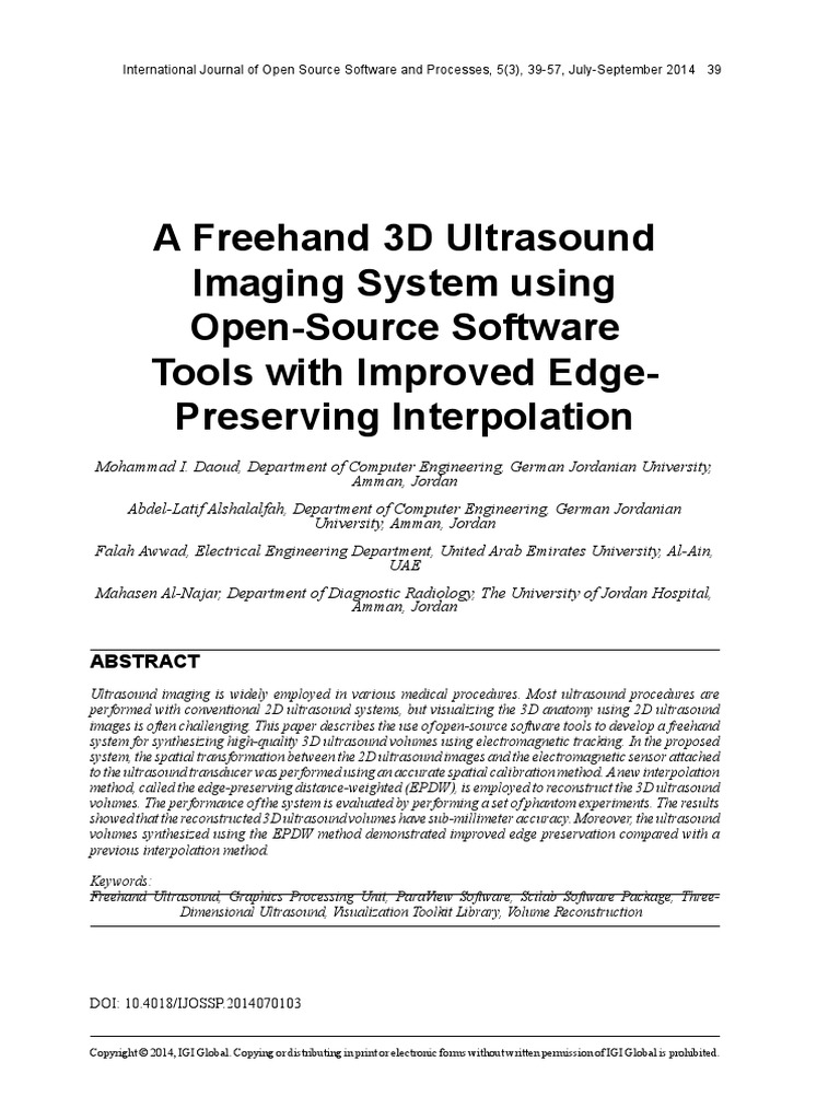 A Freehand 3D Ultrasound Imaging System Using Open Source Software ...