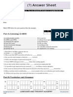 SETI Listening Test Answer Sheet