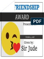 Award for Excellence Given by Sir Jude