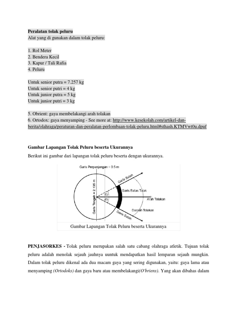 50 Gambar Lapangan Atletik Tolak Peluru Beserta Ukurannya ...